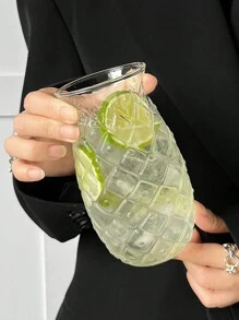 1 pieza Vaso de cóctel de piña helado de diseño creativo y viral en redes sociales, vaso para mezclar altamente atractivo con relieve 3D, para uso en bares y hogares