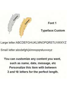 1pc Customized Text Stainless Steel Feather Brooch Pin, Suit Lapel Flower Decoration Stainless Steel Badge, Personalized Unique Ideal Gift For Him, Her, Boyfriend, Girlfriend, Mom, Dad, Family, Friend, Anniversary, Valentine's Day, Mother's Day, Birthday, Father's Day, Graduation, Bedroom, Home, Dining Room, Office, School