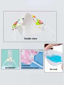 10pcs 3D Cute Printed Disposable Face Mask, Rainbow Panda Dinosaur Pattern, Breathable For Kids & Students - Multicolor - View 9