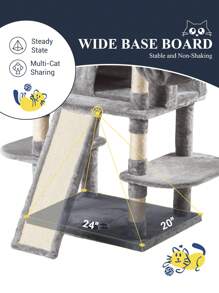 Allewie 68 Inches Multi-Level Cat Tree House With Condo, Sisal Scratching Posts, Cozy Plush Cat Perches, Hammocks, And Play Balls - Smokey Grey, Light Grey, Pink, Leopard Print – Large Cat Tower Activity Center For Indoor Cats And Kittens - Árbol Para Gatos Grandes Con Casa, Rascadores De Sisal, Perchas Acolchadas, Hamacas Y Juguetes Para Gatos De Interior * Bed Frame Queen Queen Bed Frame Bed Frame Full Full Size Bed Frame King Size Bed Frame Twin Bed Frame Room Decor Home Decor Christmas Decor Bedroom Decor Valentine Day Decor Storage Living Room Decor Furniture House Decor - Xám - Xem 8