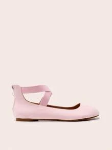 Women's Flats With Back Zipper Fashion Comfortable And Lightweight Cross Elastic Ankle Straps Daily Dressy Commuting Elegant Ballet Flats Shoes - Hồng - Xem 8