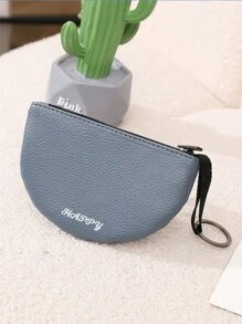 1PC Customizable Litchi Pattern PU Soft Leather Semi-Circular Coin Purse Creative Key Coin Bag For Women And Men - Multicolor - View 17