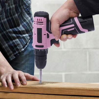 Pink Cordless Drill Set Electric Screwdriver Power Driver Kit For Women UK