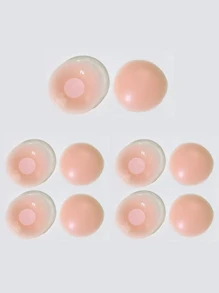 YIYANG 10pcs 6CM Reusable Nipple Stickers, Exquisite Packaging, Strapless Invisible Self-Adhesive Breast Enhancement Nipple Stickers, Women's Underwear And Underwear Accessories - Apricot - View 2