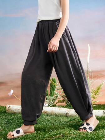 ASK JUNIOR Tween Girls Lantern Byxor, Girls Summer Loose Bekväma Ice Silk Chiffon Anti-Myggbyxor För Big Tween Girl