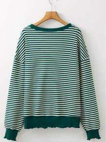 Women's St Patrick Day Chenille LUCKY Pattern Boho Long Sleeve Sweatshirt Top