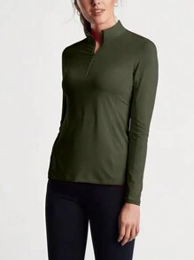 女士高品质户外运动网球高尔夫1/4拉链领时尚休闲套头衫运动服