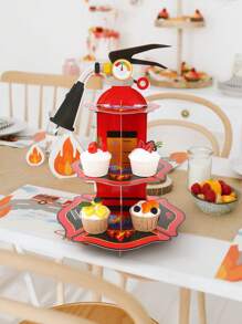 1pc Fire Extinguisher Shaped Cake Stand, Firefighter Themed Birthday Party Decoration, Food Display Rack For Firefighter Party Cakes, Baby Shower Decor - Fire Extinguisher - View 6
