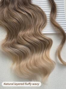 Extensões de cabelo rabo de cavalo longo ondulado ombré de 60 cm (24 polegadas), com presilha, fibra sintética resistente ao calor, adequadas para meninas e mulheres para uso diário. - Degradê - Ver 5