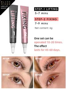 BLACKWINGS 1 par de solución para rizado de pestañas, 1 pieza de 6g de pegamento para rizado de pestañas, rizador de pestañas de silicona, vara para levantamiento de pestañas, herramientas de belleza y maquillaje, almohadillas reutilizables para levantamiento de pestañas