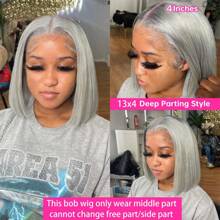 Cheap Sliver Grey Short Bob Human Hair Wigs For Women Wear 13x4 Transparent Lace Front Wig Human Hair Straight Brazilian Virgin Gray Colored Bob Wigs Pre Plucked Natural Hairline With Baby Hair