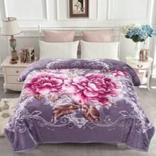 2 Ply Reversible Fuzzy Silky Warm And Cozy Plush Soft Embossed Blanket - Flower/Burgundy - View 2