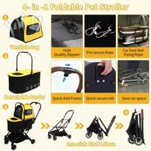 FXLTSBL 3 In 1 Cat Stroller, Foldable Pet Stroller With 2 Detachable Carrying Bags For 2 Cats With Brake And Storage Basket For Small Cats And Dogs - Green - View 5