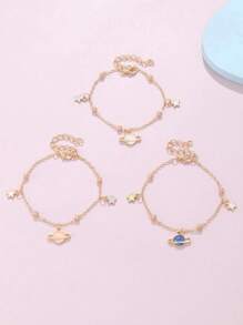 3pcs/Set Fantasy Planet Charm Bracelet, Student & Best Friend Gift, Teen Bracelet Set - Multicolor - View 4