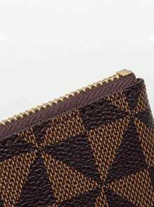 1 pieza Billetera unisex de estilo profesional con cierre de cremallera a cuadros, de gran capacidad y multifuncional, apta para hombres y mujeres, puede contener cosméticos, lápices labiales, tarjetas bancarias, monedas, billetes, llaves, para uso empresarial, casual, de viaje, citas, aniversario, uso diario, estuche portátil para llaves, estilo bohemio