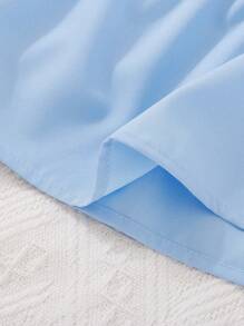 2pcs Young Girls' Solid Color Vacation Ruffled Strap Cake Dress, Summer 2025 - Blue - View 5