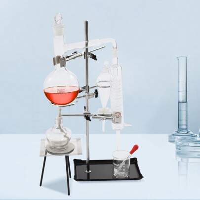  Rainaut 500Ml Essential Oil Distillation Apparatus, Chemistry Lab Glassware Kit Glass Blowing Kit With Condenser Tube, Water Distiller Purifie Distillation Apparatus For Home, School, Laboratory,  500ml Distillation Apparatus For Home Glass Steam Distillation Apparatus Kit Distilling Set With Flask Essential Oil Extraction Maker Organic Chemistry Lab Glassware Equipment