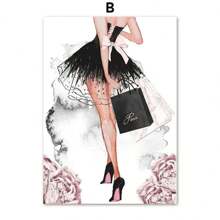 1PC Nordic Posters And Prints Girl Perfume Flower Lipstick High Heels Wall Art Canvas Painting Wall Pictures For Shop Home Decor No Frame