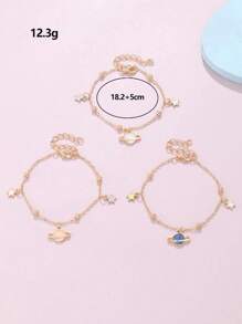 3pcs/Set Fantasy Planet Charm Bracelet, Student & Best Friend Gift, Teen Bracelet Set - Multicolor - View 3