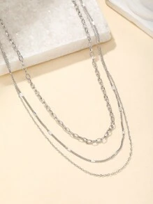 Aomogo 1 chiếc vòng cổ nhiều lớp hình học sang trọng kiểu Âu Mỹ bằng thép không gỉ, thích hợp cho phụ nữ đeo hàng ngày. - vòng cổ - Xem 3