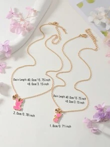 2 件儿童最佳朋友项链套装，搭配不同形状，适合姐妹、女朋友、女学生，可爱俏皮，儿童卡通珠宝配饰，送给女儿或朋友的礼物，角色扮演，日常佩戴 - 彩色 - 查看 8