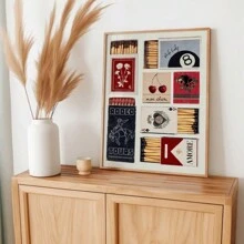 1pc Vintage Matchbox Wall Art Picture Matches Canvas Prints Paintings Retro Matchbook Poster Funky Designs Aesthetic Decor For Bedroom, Living Room, Or Office Apartment Decor Unframed Or Framed