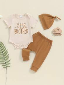 Conjunto de camiseta, mono y pantalón de verano para bebé recién nacido, ropa para el regreso a casa del hermano pequeño - Amarillo - Ver 3