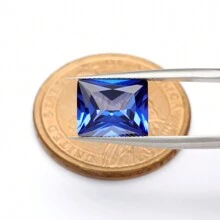 One 100% Lab Grown Sapphire Rectangle Cut Gemstone For Charms Advanced Jewelry Making Materials DIY - Blue - View 3