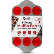 Non-Stick 12 Cup Silicone Muffin Pan With Steel Frame Anti-Warp, Durable & Easy To Pop Silicone Muffin Tin - Perfect Cupcake Pan - 12 Cup Steel Frame - View 7
