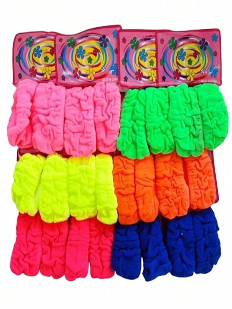 Kit 24 Scrunchies Fabric Medium Socks Women's Hair Salon Premium Gift - 彩色 - 查看 1