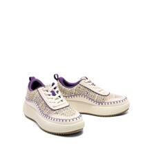 Women Platform Casual Sneakers Thick-Sole Woven Style Fashion Comfortable Wedge Sneakers Autumn Winter Outdoor Sport Shoes - Trắng Tím - Xem 7