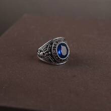 男士鹰形宝石印章戒指，个性嘻哈复古钛钢时尚珠宝，男士玛瑙印章戒指韩国时尚军装风格戒指 - 彩色 - 查看 27