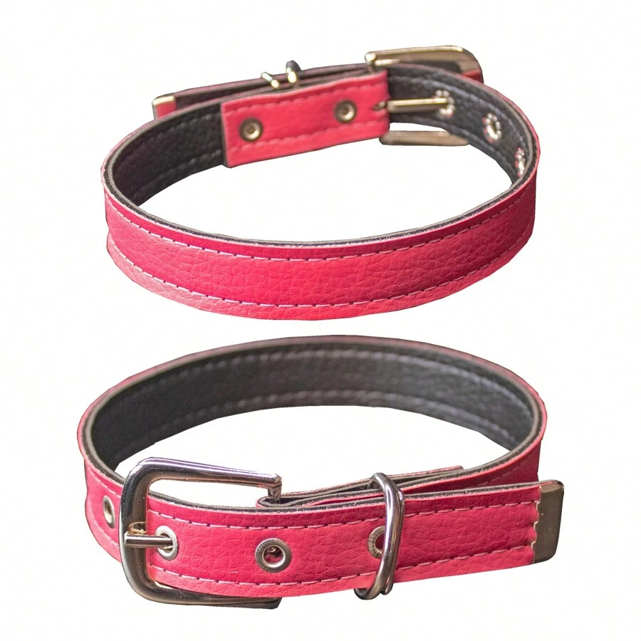 Synthetic Leather Dog Collar For Large And Small Dogs - Pink - View 1
