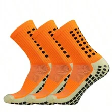 3 Pairs Classic Silicone Football Socks Non-Slip Professional Outdoor Training - Burnt Orange - View 3