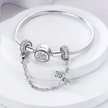 1 Piece S925 Sterling Silver Dragonfly Gum Stopper Chain For DIY Bracelet Necklace Jewelry Making Jewelry Gifts For Women, Family And Friends. - 銀色 - 查看 2