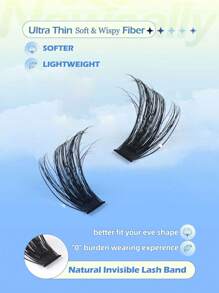 216 件/12 排 8D 蓬松睫毛延长浓密 80D 优质单根睫毛，8-16 毫米混合长度猫眼睫毛，左/右分开，640/448/576/570/544/560/240/184/120 件 - 黑色 - 查看 8