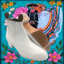 Botin Charro Para Danza Folklorica 100%/ color blanco/ hombre/comodo/tachuelas en punta y tacon - Blanco - Ver 1