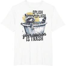 Summer Tops Short Sleeve Tops Stay Trashy Funny Raccoon Trash Panda Raccoon Meme T-Shirt - 白色 - 查看 3