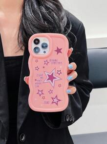 1 件五角星印花粉色和米色保护手机壳，适用于 17、17 Air、17 Pro、17 Pro Max、16 Pro Max、14/13、12、11 Pro Max、XS Max、X、XR、8、7、6S、Plus、Mini 和 Galaxy A13 4G、S21 FE 5G、A15、A21S、A34、A12、A50、S21、A71，适合作为生日礼物，送给女朋友、男朋友或个人使用 - 粉色 - 查看 4
