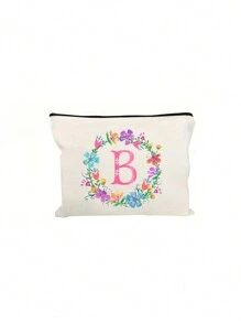 Personalized English Initials Cosmetic Bag,Chic Watercolor Floral Makeup Bag, Simple Zipper Beauty Bag, Versatile Toiletry Wash Bag For Girls Women,Portable, Lightweight & Fade-Resistant ,Travel Toiletry Bag-Pen Bag-Gift Bag, The Best Gift For Mothers, Daughters, Best Friends, Teachers And Friends, Birthdays Gifts,Must-Have Items For Graduation Season, Wedding Season And Other Festivals - Ideal Bridesmaid & Travel Gift - White - View 29