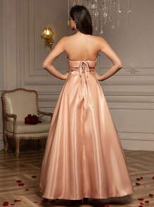 Summer Outfits Sexy Solid Elegant Prom Semi Formal Wedding Guest Dress, For Birthday, Graduation, Graduation Homecoming Easter Dress Women Semi Formal Dress, Party Dress - Champagne - View 2