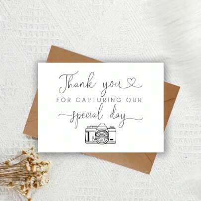1 Elegant Wedding Car Thank You Card - Thank You For Making Me Look More Beautiful And Capturing Our Special Moments. Suitable For Photographers And Wedding Vendors. 5*7in With Thick Envelope.