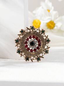 1 bucă broșă cu cristale în stil baroc vintage, material din aliaj, colorată, accesoriu de modă de lux de ultimă generație pentru costum, jachetă, rochie