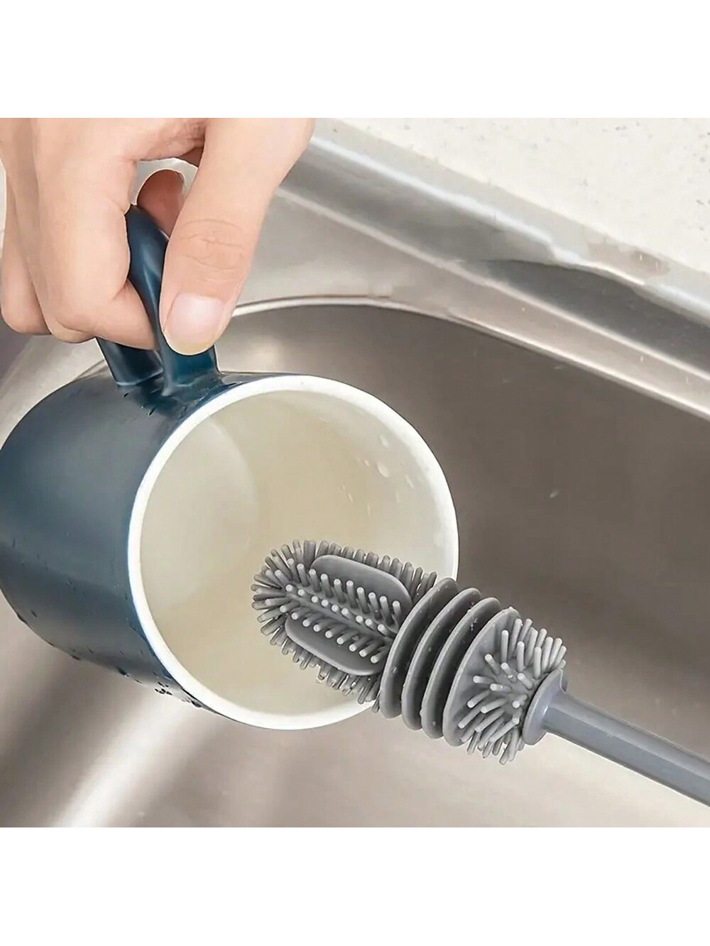 قطعة واحدة من فرشاة تنظيف الزجاجات الطويلة المقبض...