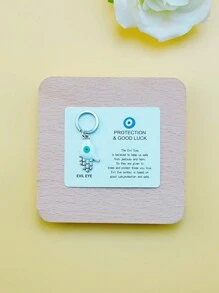 1pc Handmade Mini Zinc Alloy Enameled Hand Keychain, Lucky Eye Cute Keyring - Multicolor - View 3