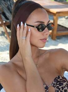 1 件复古椭圆形优雅眼镜，适合日常佩戴、旅游摄影、海滩遮阳、商务礼品 - 黑色 - 查看 7