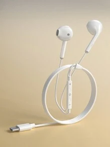 Type-C In-Ear Wired Headphones With Microphone And Remote Control, Clear Voice Calling, Compatible With IPhone, 3.5mm Phones - White - View 3