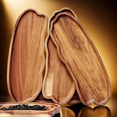 1/2 st serveringsbricka i trä, fruktfat i trä, efterrättstallrik i massivt trä, multifunktionell mellanmålsfat, dekorativ matbricka, tvättbar serveringsbricka, kaffekoppsbricka, tekoppsbricka, ostbräda för hemmet, innovativ brödbricka, rumsdekoration, Köksdekoration, servicebricka Lämplig för familjesammankomster, vänners festbricka, halloween och julsammankomster