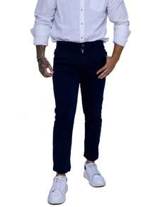 Kit 2 Men's Tailored Chino Pants Slim Twill With Elastane Lycra Premium Chino Many Colors Immediate Shipping Knife Pocket Formal Style - 綠色/海軍藍 - 查看 5