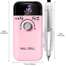 45.000 U/min tragbarer Nagelschleifer, professioneller wiederaufladbarer elektrischer Nagelschleifer für Acrylnägel, Maniküre/Pediküre, Politur, Hornhautentfernung - Salon oder Heimgebrauch, Nagelschleif-Set, perfektes Geschenk für Frauen zu Neujahr, Valentinstag - Pink - Übersicht 10